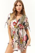 Forever21 Floral Striped Twist-front Wrap Dress
