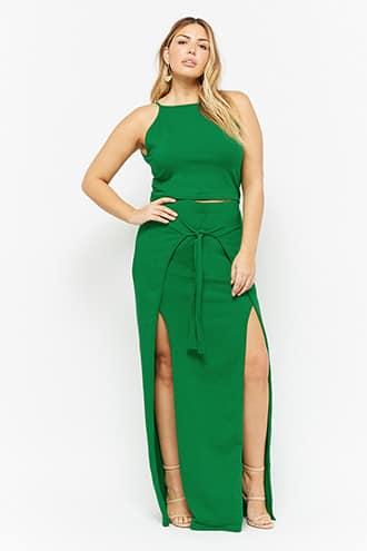 Forever21 Plus Size Rebdolls Inc. Crop Cami & M-slit Maxi Skirt Set