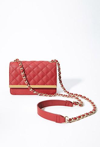 Forever21 Quilted Faux Leather Crossbody (red)