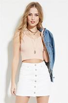 Forever21 Women's  Blush Sweater Cami Crop Top