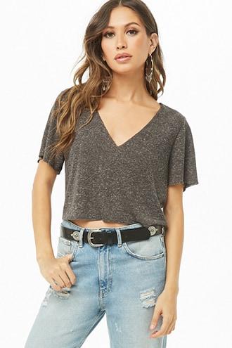 Forever21 Marled V-neck Knit Tee