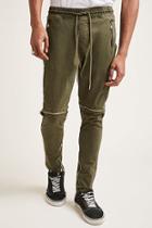Forever21 Zippered Twill Woven Joggers