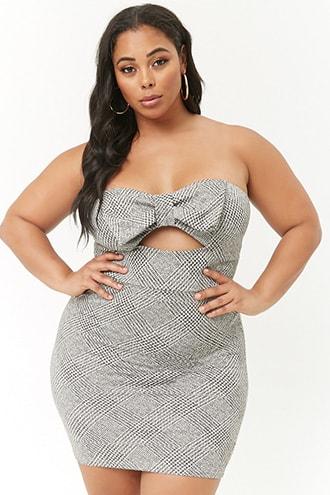 Forever21 Plus Size Houndstooth Cutout Tube Dress