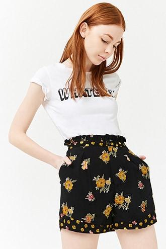 Forever21 High-rise Floral Print Shorts