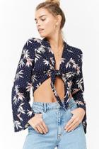 Forever21 Floral Plunging Tie-front Crop Top