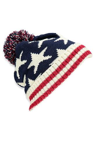 Forever21 American Flag Pom Beanie