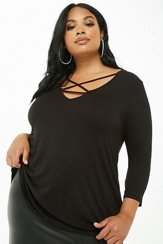 Forever21 Plus Size Crisscross V-neck Top