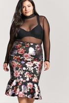 Forever21 Plus Size Metallic Floral Flounce Skirt