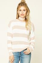 Love21 Women's  Light Pink & Cream Contemporary Striped Sweater