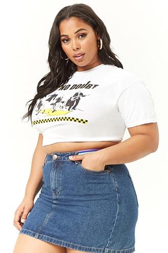 Forever21 Plus Size Rainbow Striped Denim Mini Skirt