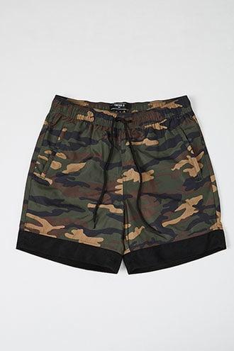 Forever21 Mesh-trim Camo Windbreaker Shorts