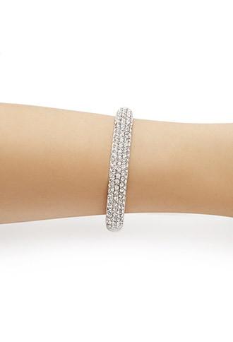 Forever21 Rhinestone-encrusted Cuff (silver/clear)