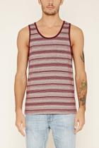 21 Men Men's  Burgundy & White Striped Pocket Tank