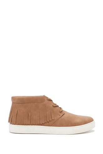 21 Men Men's  Faux Leather Fringe Low-tops