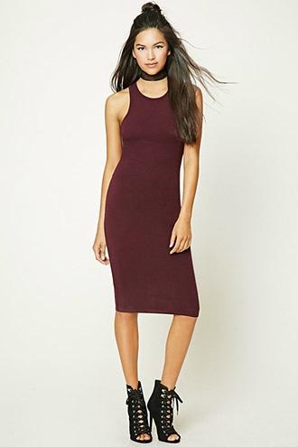 Forever21 Women's  Burgundy Knit Bodycon Dress