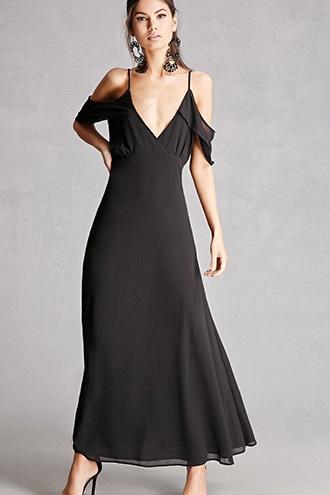 Forever21 Plunging Open-shoulder Dress