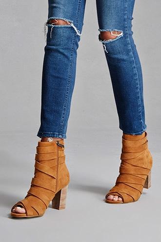 Forever21 Women's  Tan Sbicca Genuine Suede Booties