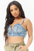 Forever21 Zip-front Denim Crop Cami