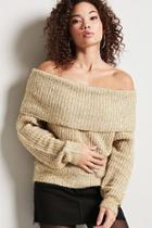 Forever21 Metallic Knit Off-the-shoulder Sweater