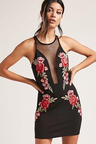 Forever21 Floral Mesh Mini Dress