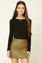 Forever21 Women's  Olive Faux Leather Mini Skirt