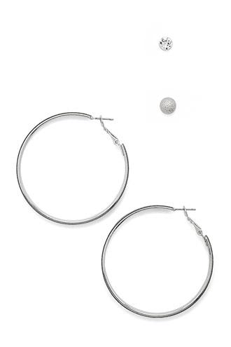 Forever21 Silver & Clear Rhinestone Shimmer Earring Set