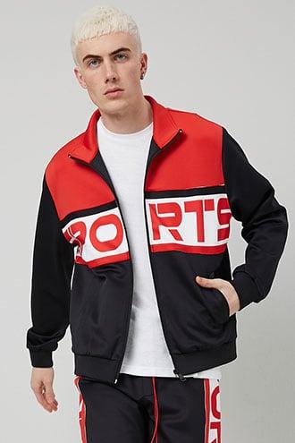Forever21 Colorblock Sports Graphic Jacket