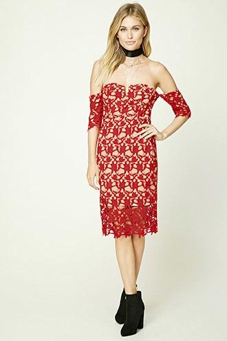 Love21 Women's  Contemporary Lace Bodycon Dress