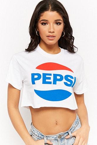 Forever21 Pepsi Raw-cut Crop Tee