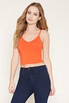 Forever21 Women's  Tomato Heathered Knit Cropped Cami