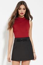 Forever21 Women's  Red High-neck Crop Top
