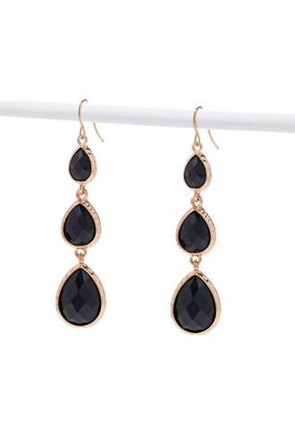 Forever21 Faux Stone Drop Earrings (gold/black)