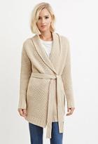 Forever21 Women's  Belted Longline Cardigan (taupe)