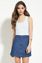 Forever21 Women's  Dusty Blue Ribbed Crop Top