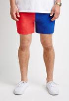 21 Men Men's  Blue & Red Colorblocked Swim Trunks