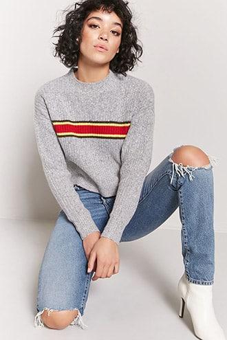 Forever21 Mock Neck Stripe Sweater