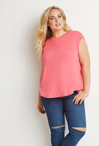Forever21 Plus Women's Tulip-back Top