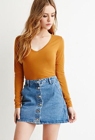 Forever21 Plus Women's  Sunset Gold V-neck Top
