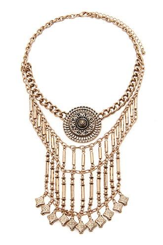 Forever21 Bead Fringe Statement Necklace