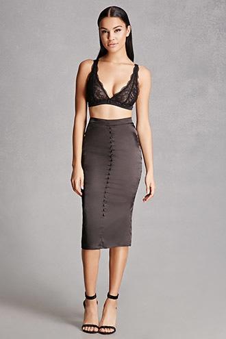 Forever21 Satin Button-front Skirt