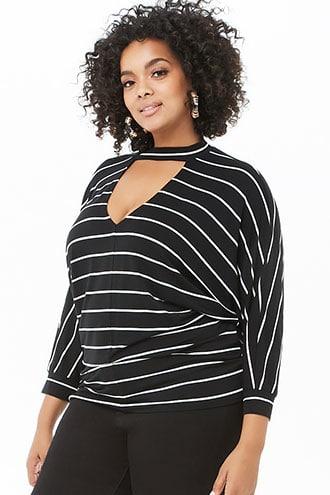 Forever21 Plus Size Striped Cutout Dolman Top