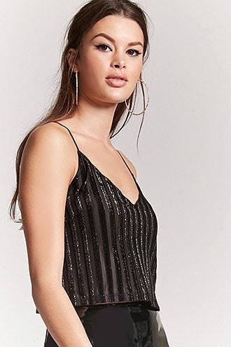 Forever21 Velvet Shadow Striped Crop Top