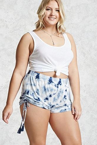 Forever21 Plus Size Tie-dye Ruched Shorts