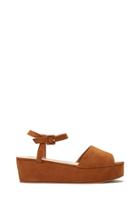 Forever21 Women's  Tan Faux Suede Wedge Sandals