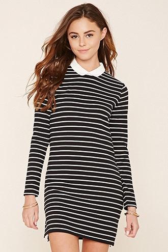 Forever21 Women's  Collared Stripe Shift Dress