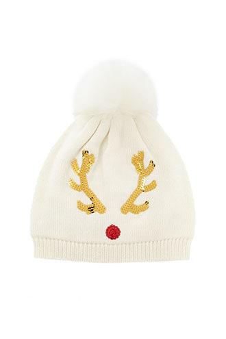 Forever21 Sequin Reindeer Beanie