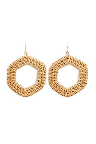 Forever21 Geo Wicker Hoop Drop Earrings