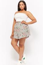 Forever21 Plus Size Striped Floral Billowy Shorts