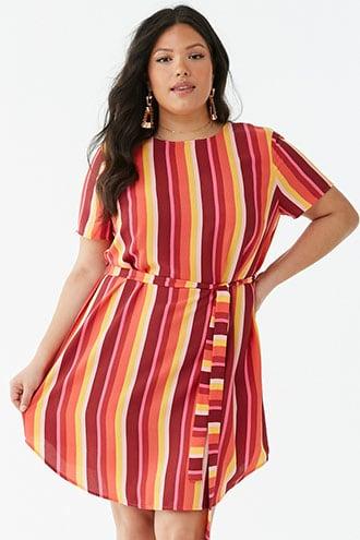 Forever21 Plus Size Belted Striped Dress