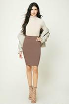 Forever21 Women's  Walnut Cotton-blend Pencil Skirt
